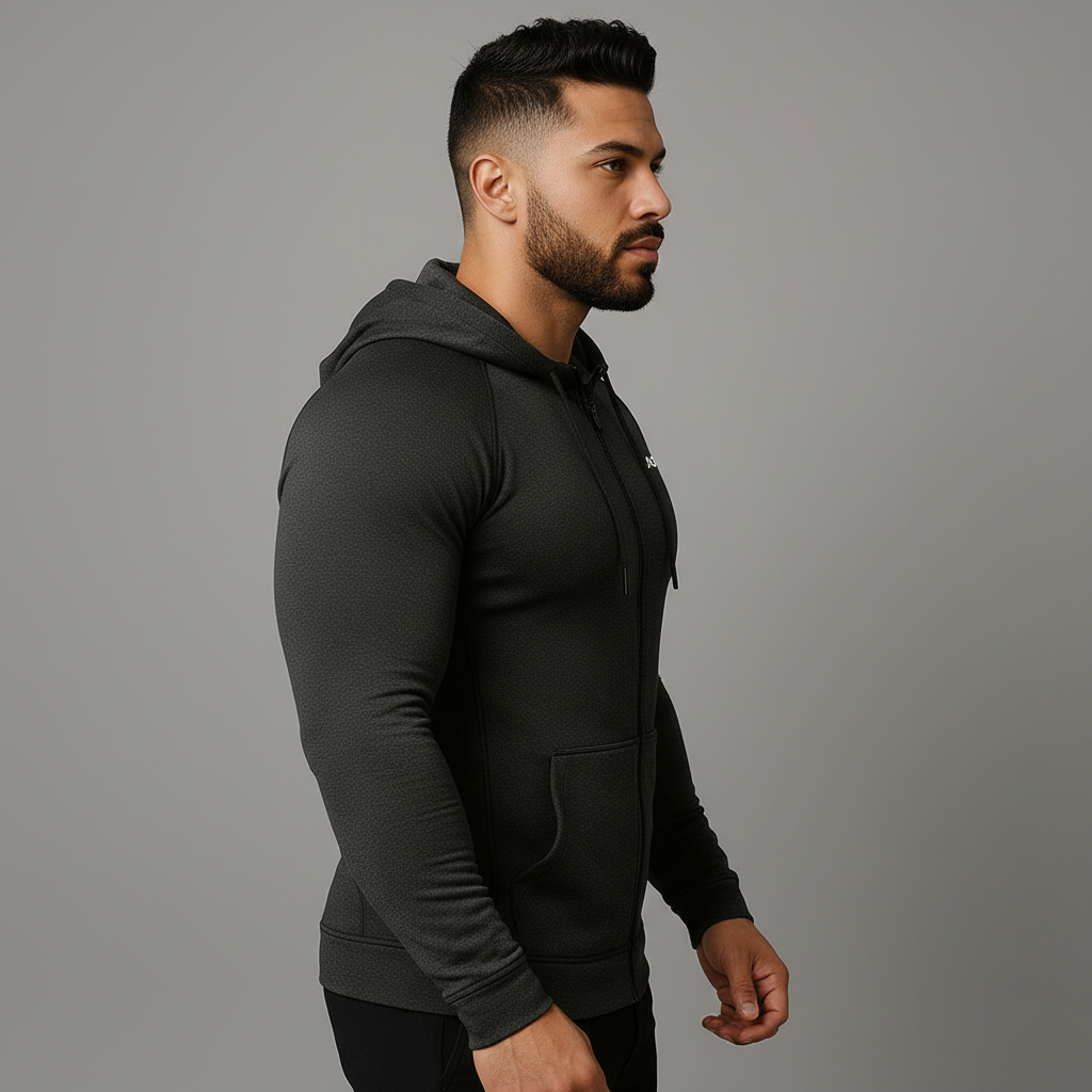 Dark Grey Zip Hoodie - Side