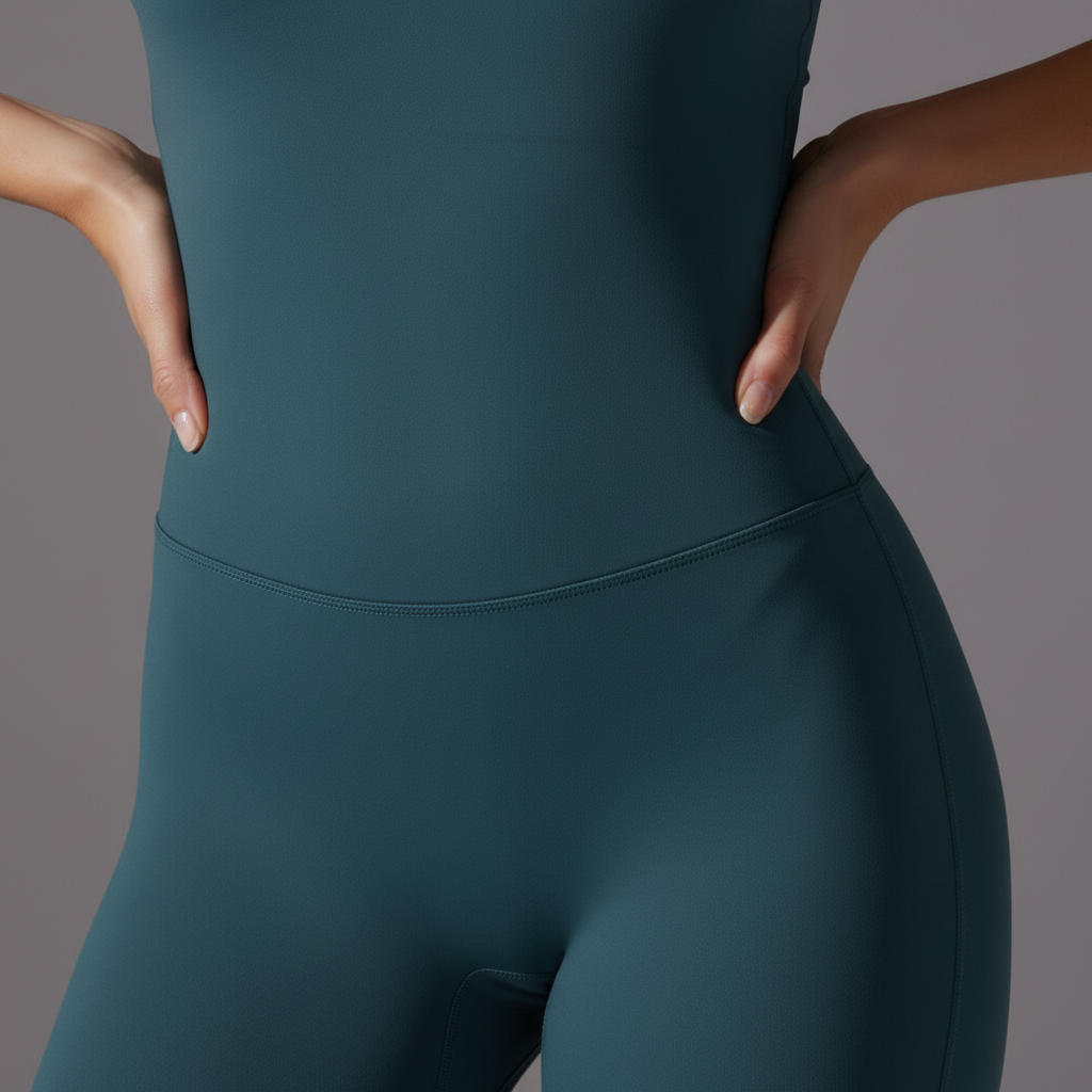 Deep Teal Unitard - Fabric Fit Detail