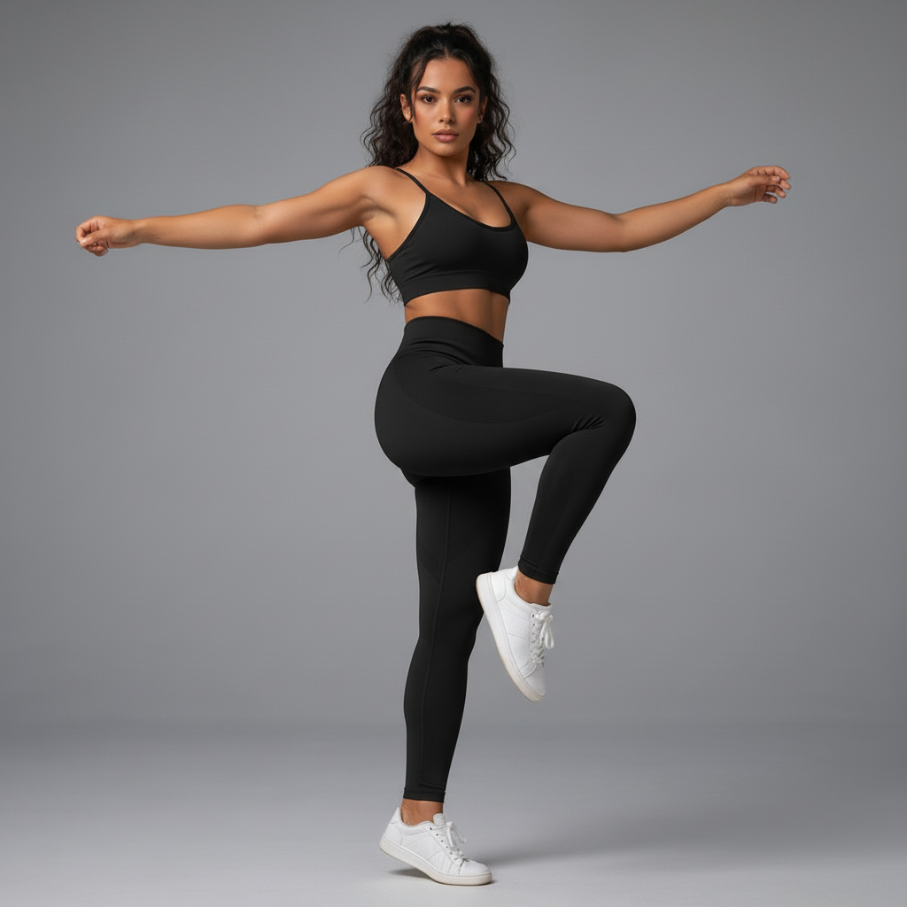 Dynamic movement with leg raised