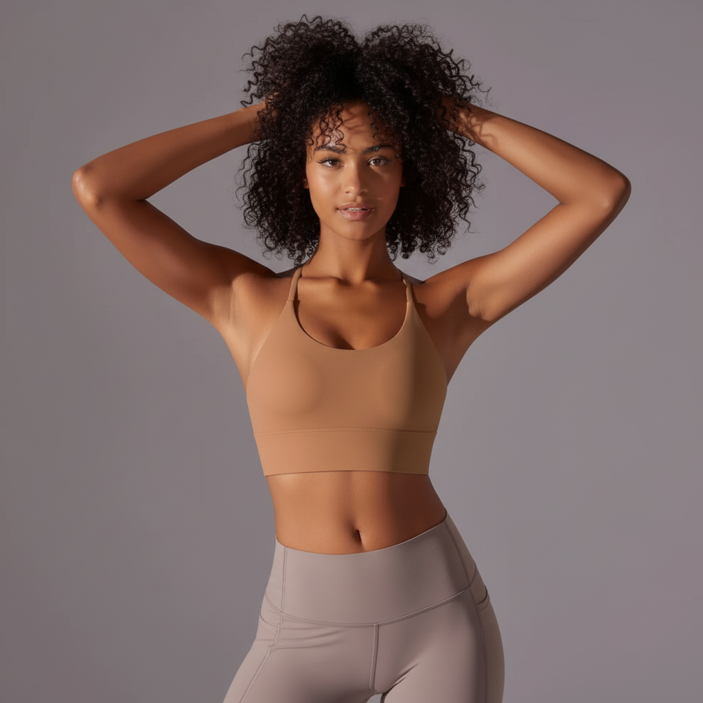 Dynamic pose with hands in hair