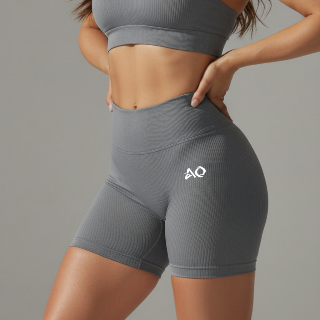Gray Ribbed Set - ActiveOne Logo Close-Up