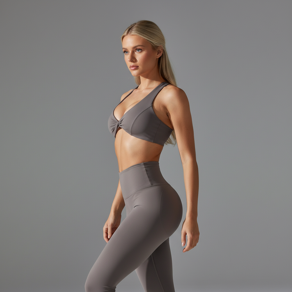 Gray twisted front activewear 1200x1200