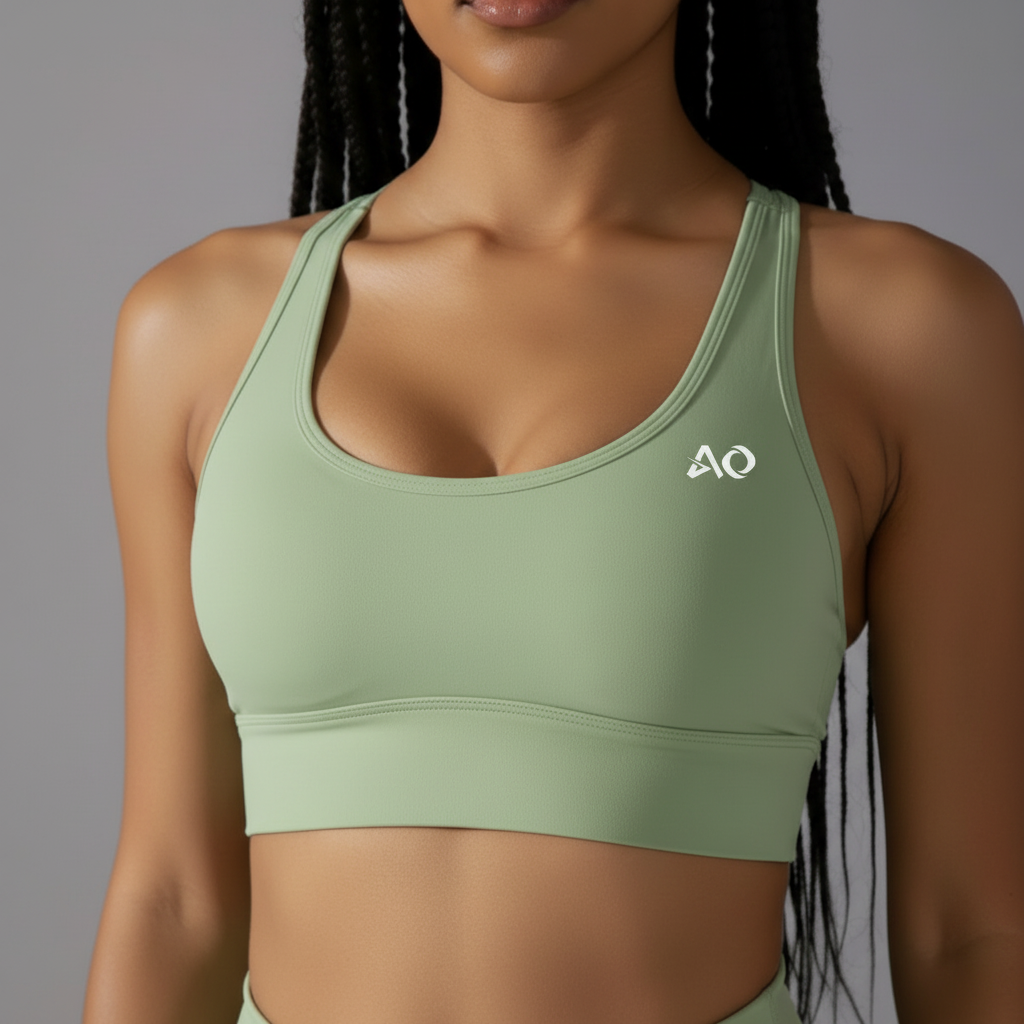Green Bra Front AO Logo Detail