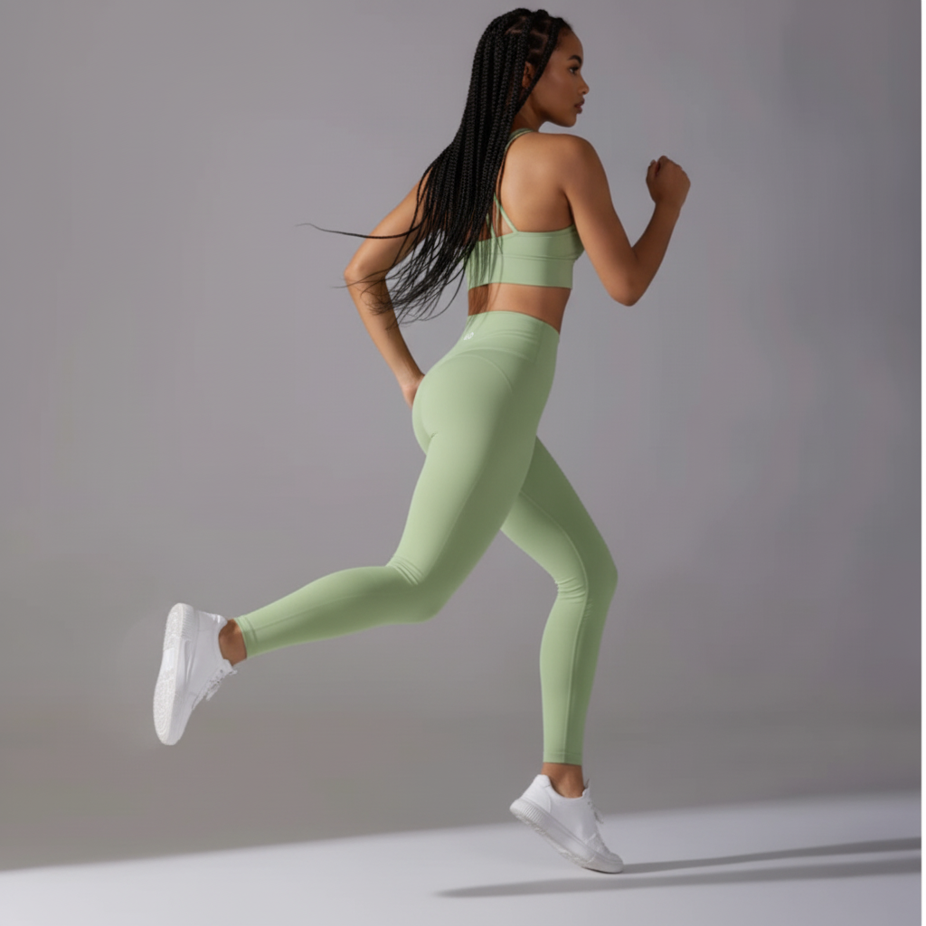 Green Crossback Set Back Hands on Hips