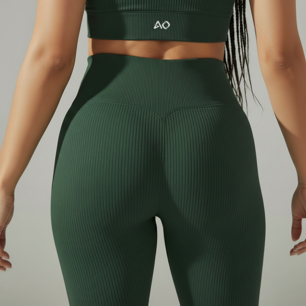 Green Leggings - Back Waistband Printed Logo