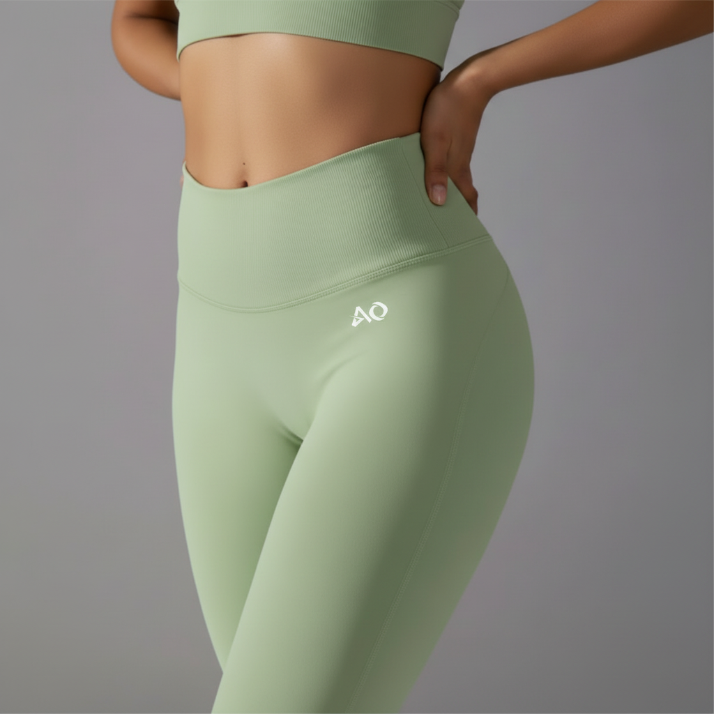 Green Leggings Side AO Logo