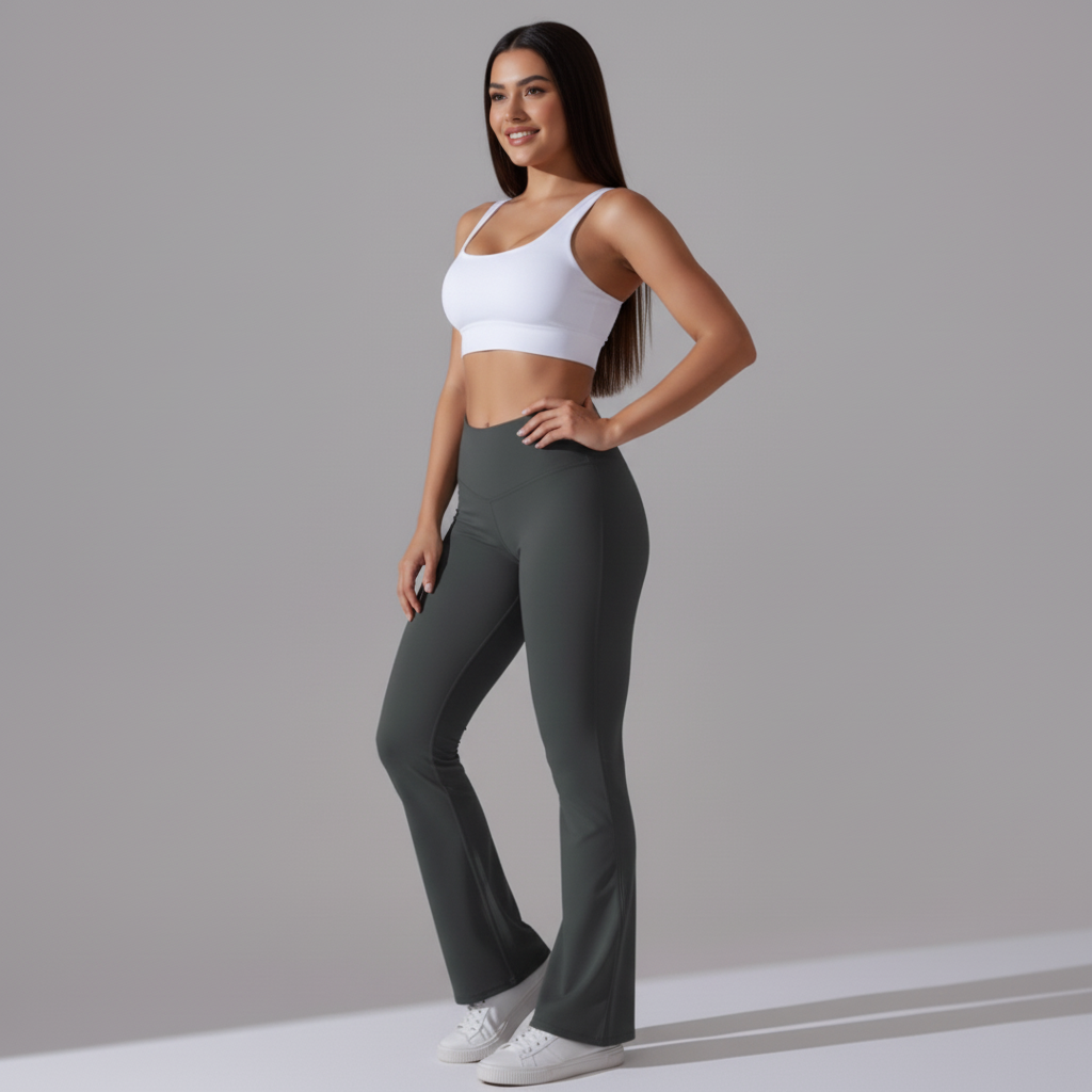 Grey Flares Brunette - Three Quarter Smile