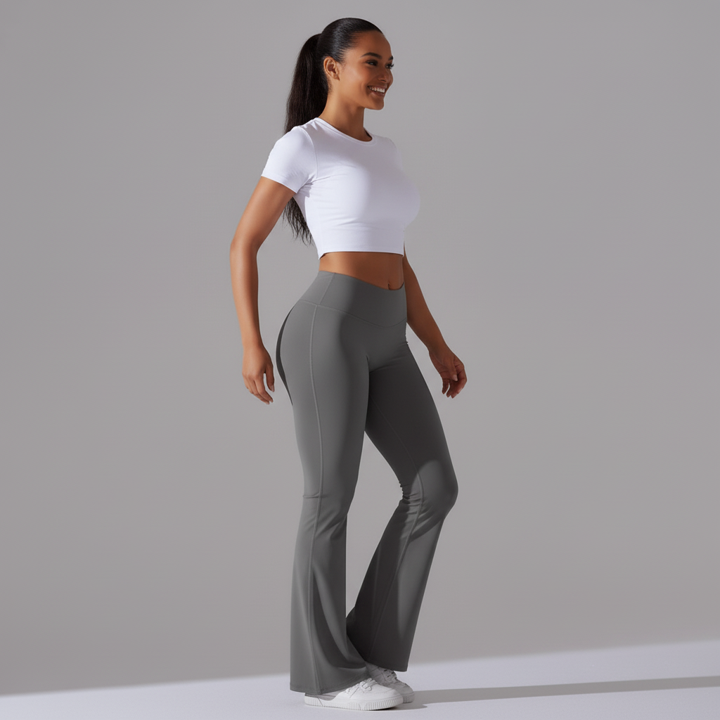 Grey Flares Curvy - Three Quarter