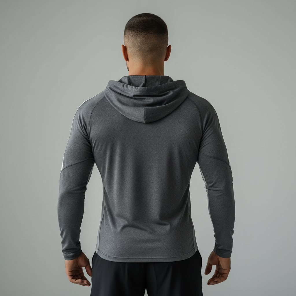 Grey Hoodie - Back View Clean