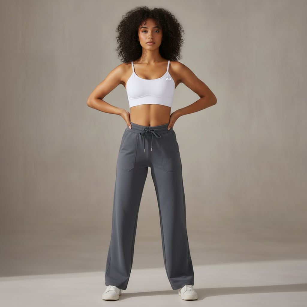 Grey Joggers Front Hands on Hips