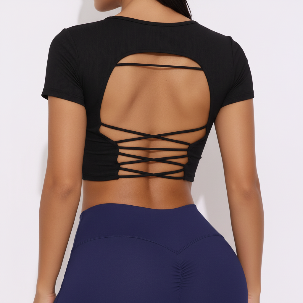 Lace-up back fabric detail