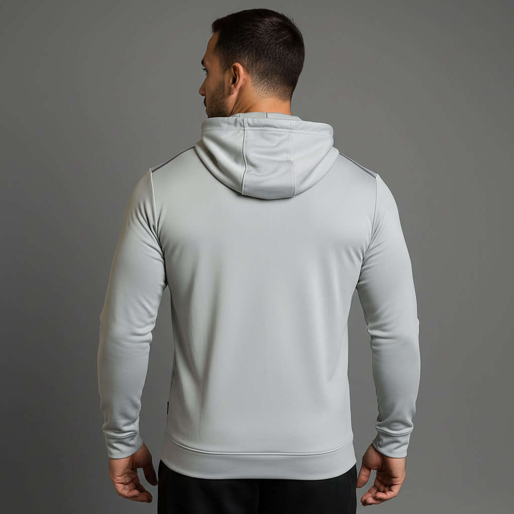 Light Grey Zip Hoodie - Back