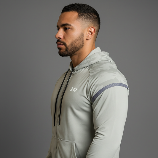 Light Grey Zip Hoodie - Side