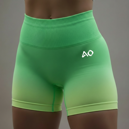 Lime Green Gradient Shorts - ActiveOne Logo Close-Up