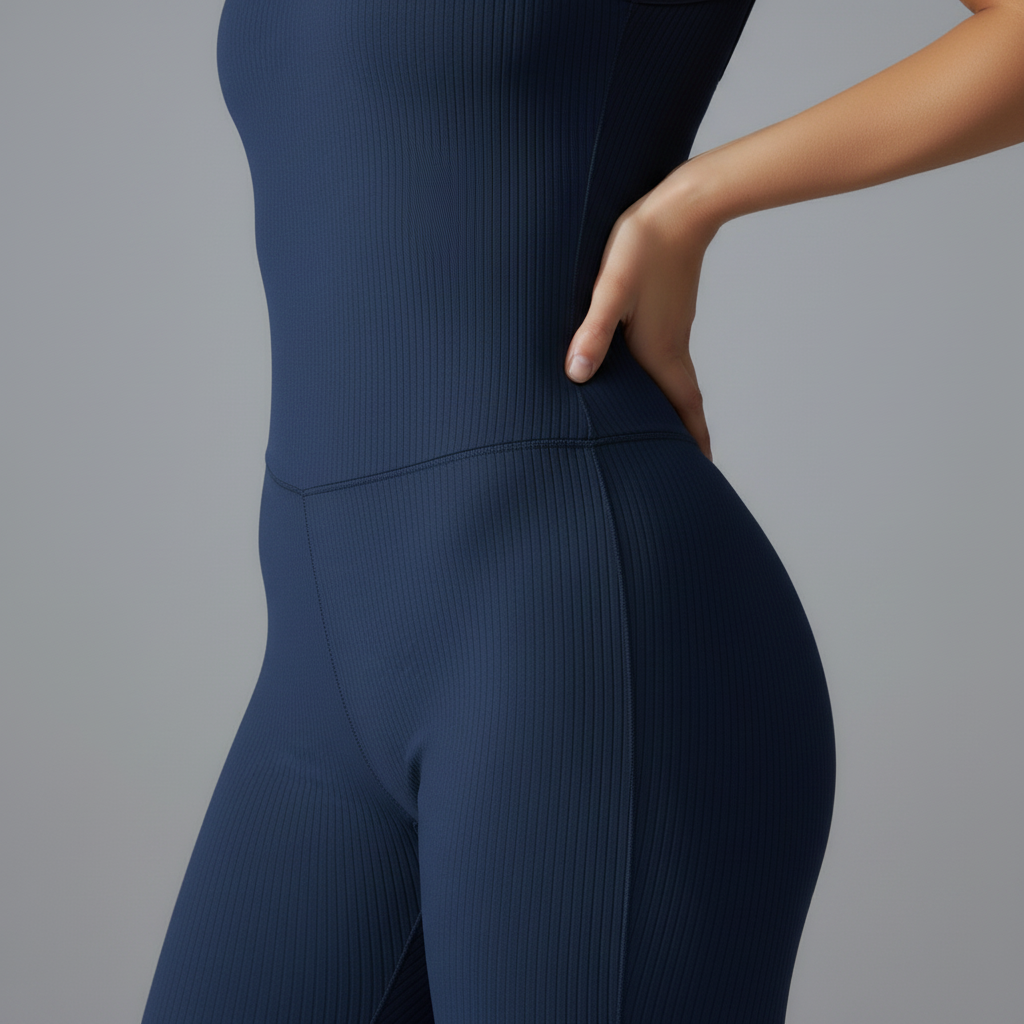 Navy Blue Unitard - Fabric Fit Detail