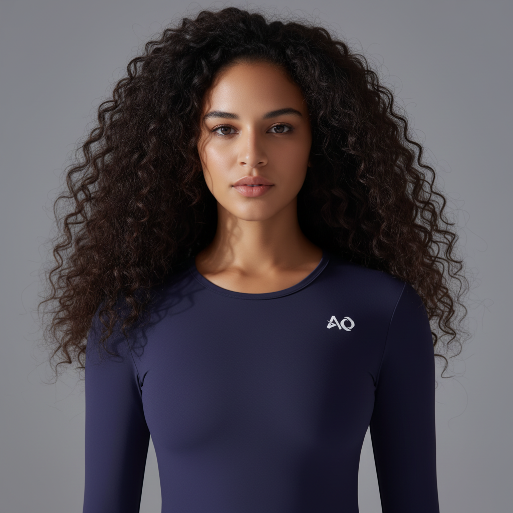 Navy Set Curly Hair - Close-up Portrait