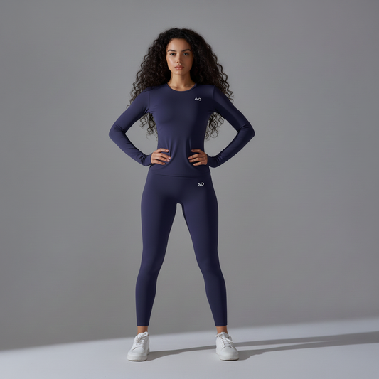 Navy Set Curly Hair - Hands on Hips