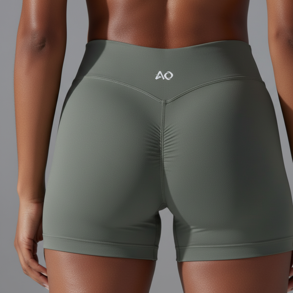 Olive Green Shorts Back AO Logo Closeup