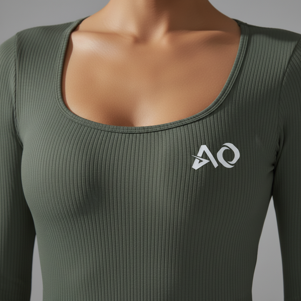 Olive Green Unitard - ActiveOne Logo Close-Up