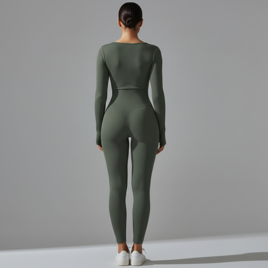 Olive Green Unitard - Back