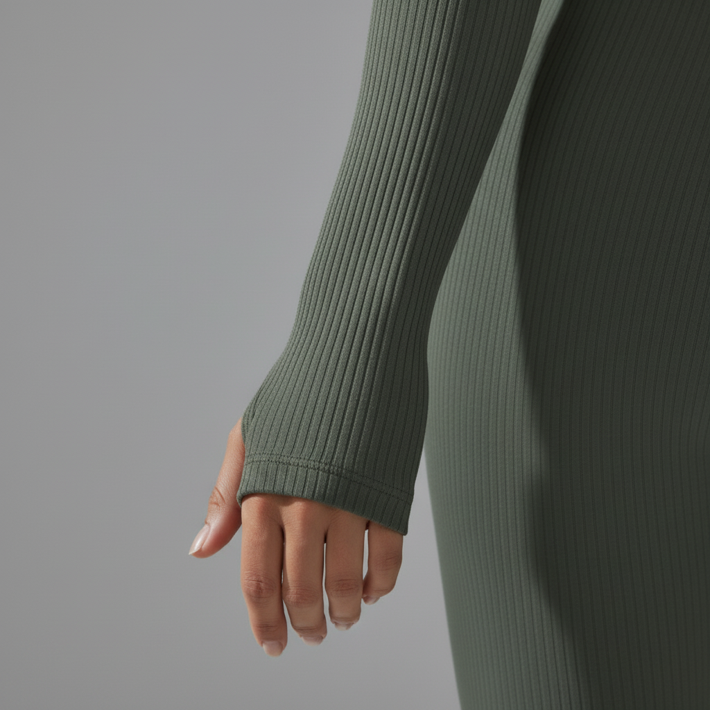 Olive Green Unitard - Sleeve Detail