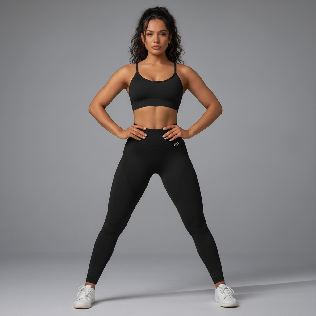 Power pose with hands on hips