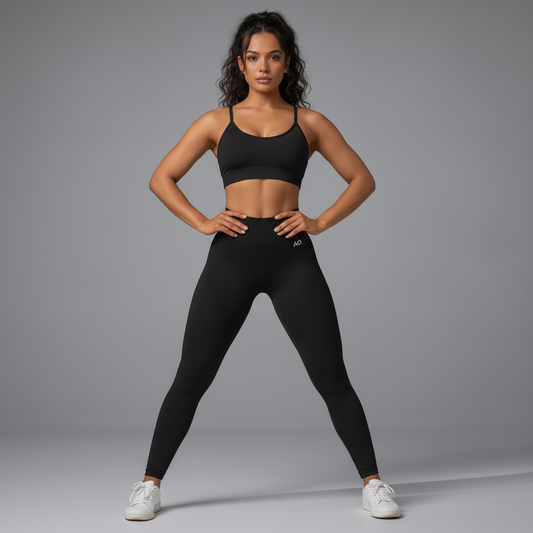 Power pose with hands on hips