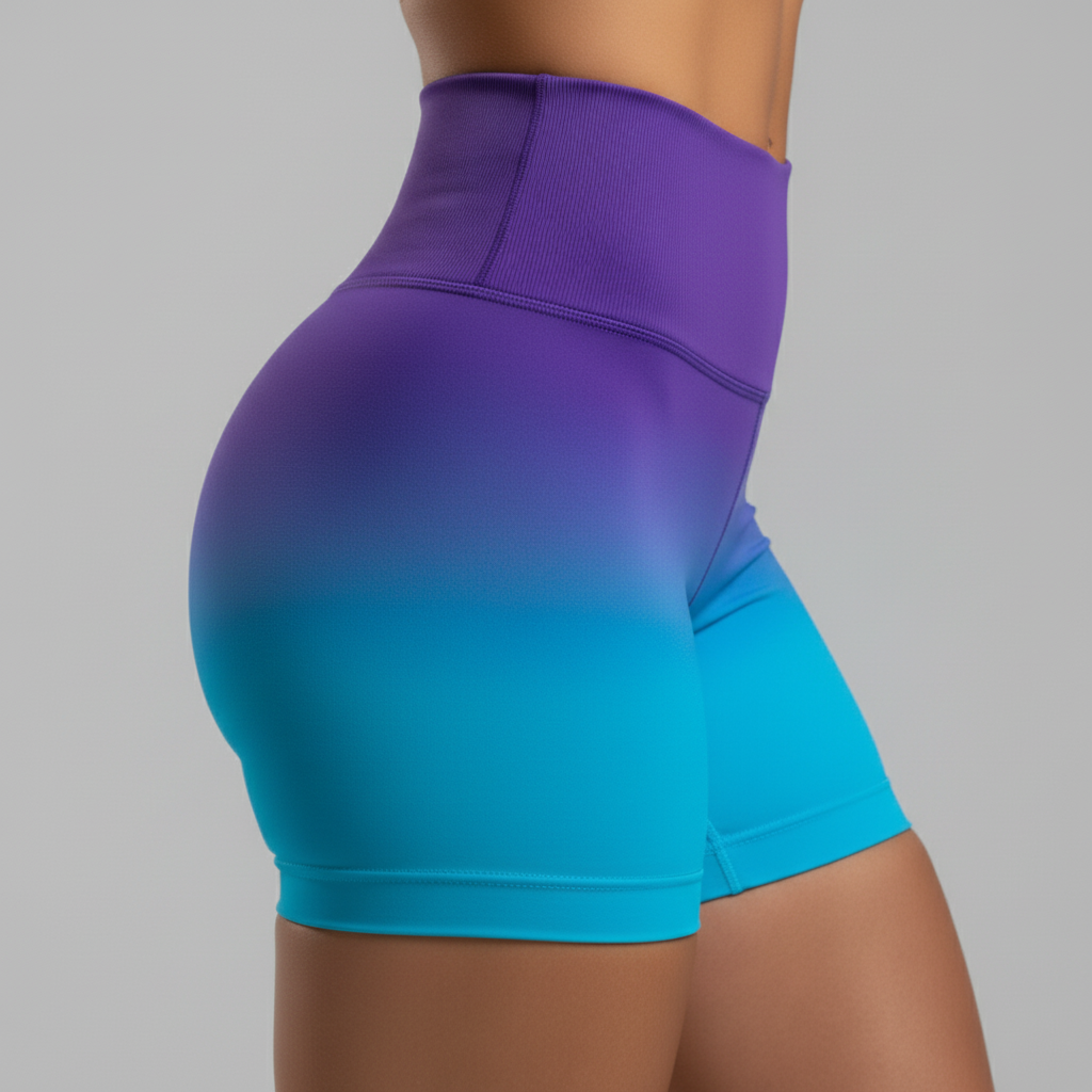 Purple-Turquoise Gradient Shorts - Gradient Detail