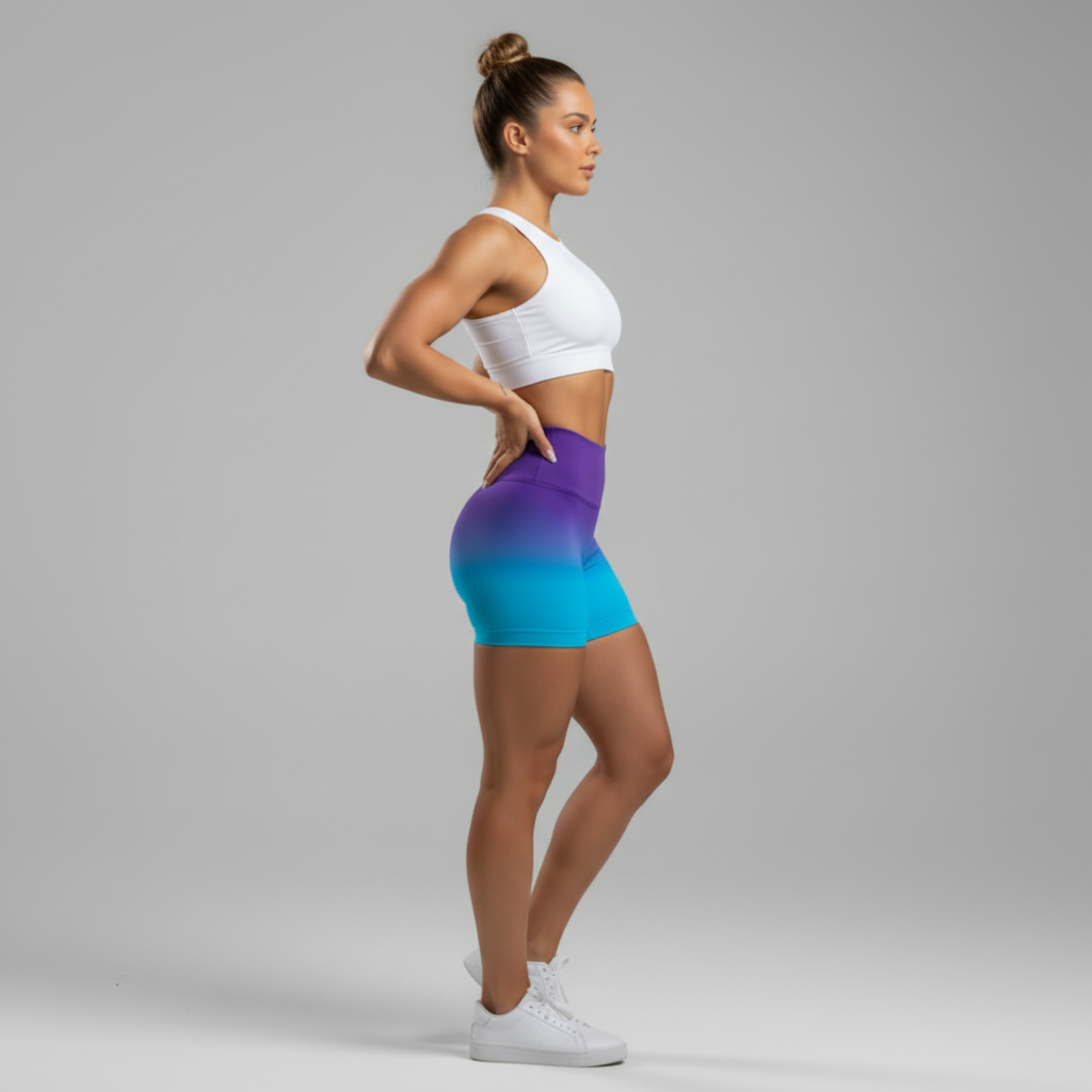 Purple-Turquoise Gradient Shorts - Side