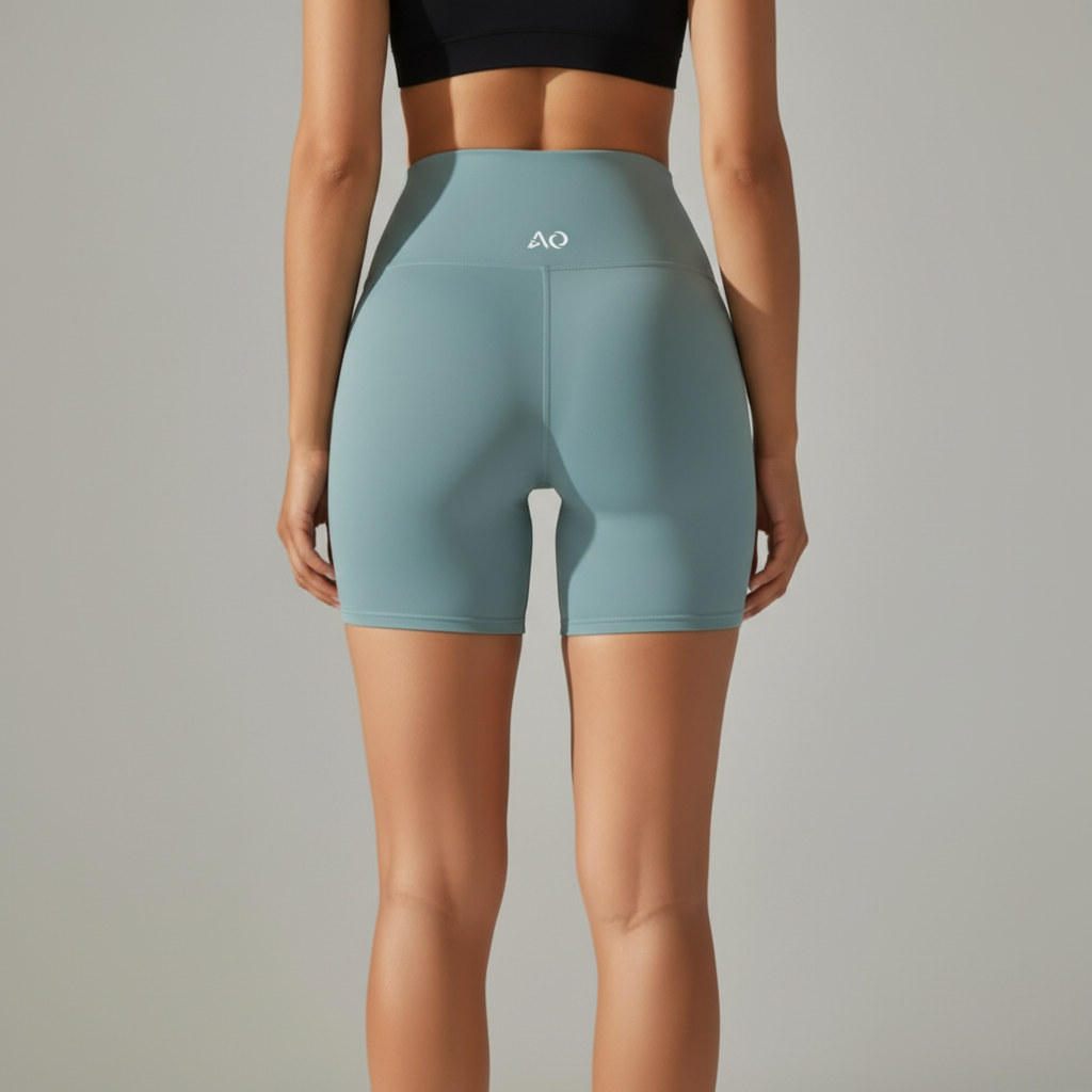 Rear view - Light blue bike shorts