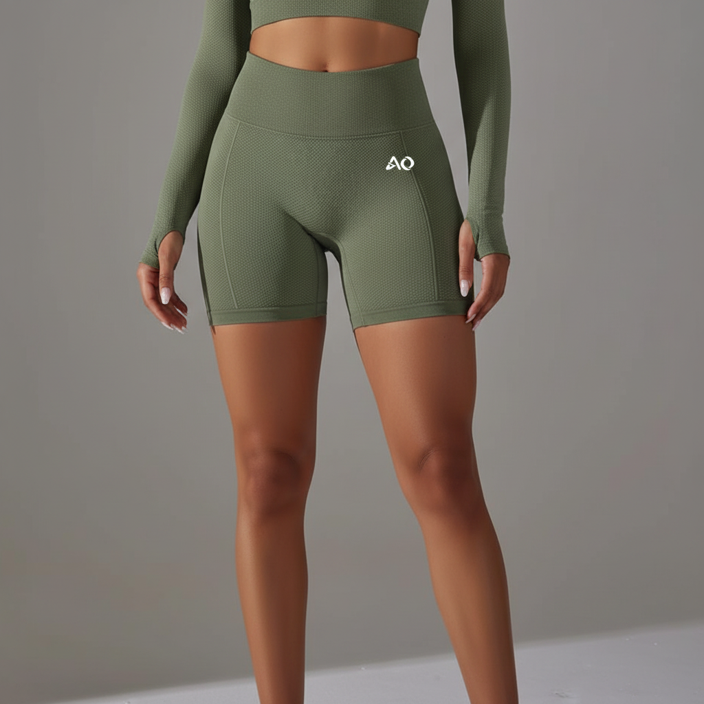 Rear view - Sage green set with white sneakers