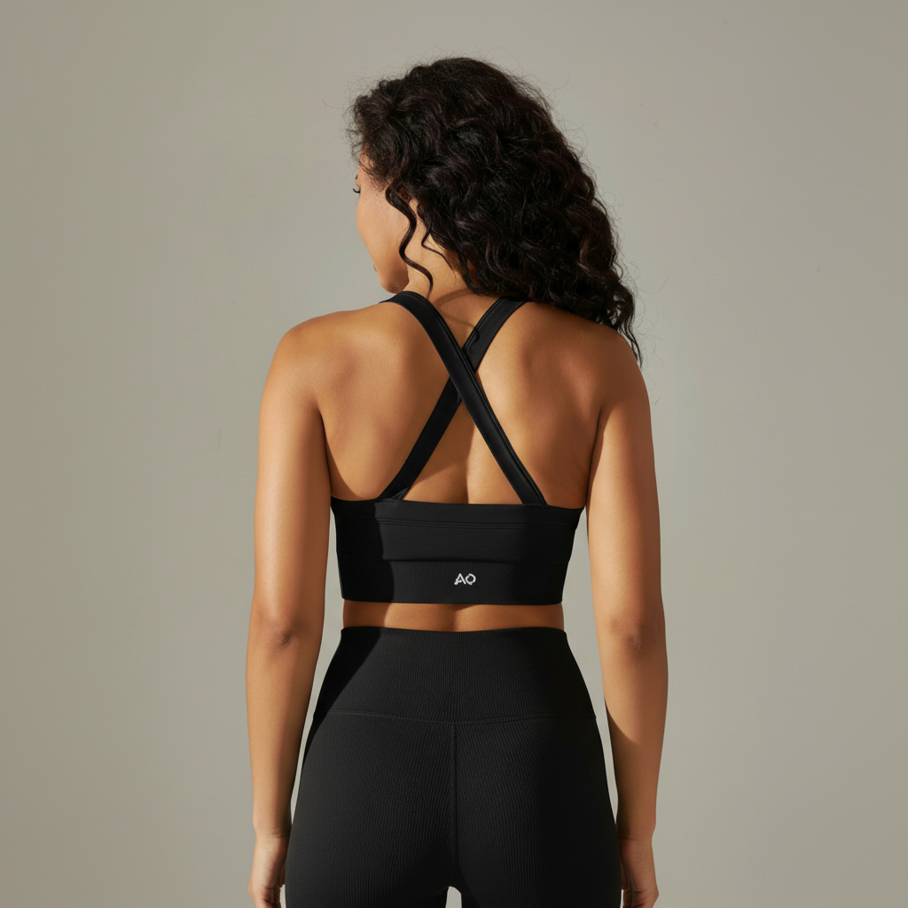 Rear view showing crossback strap design