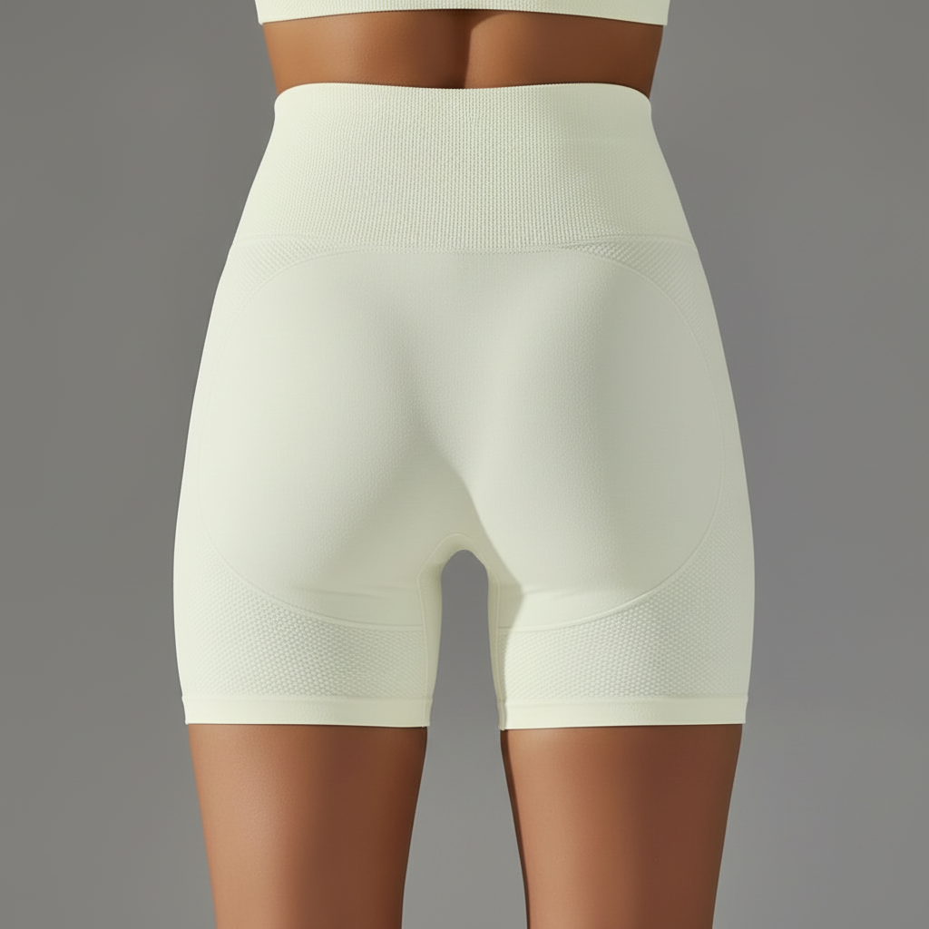 Rear view - White textured bike shorts