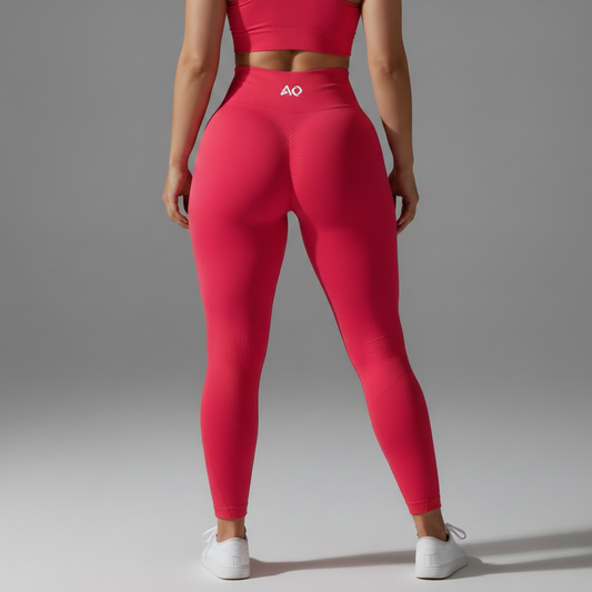 Red Leggings with Sneakers - Back