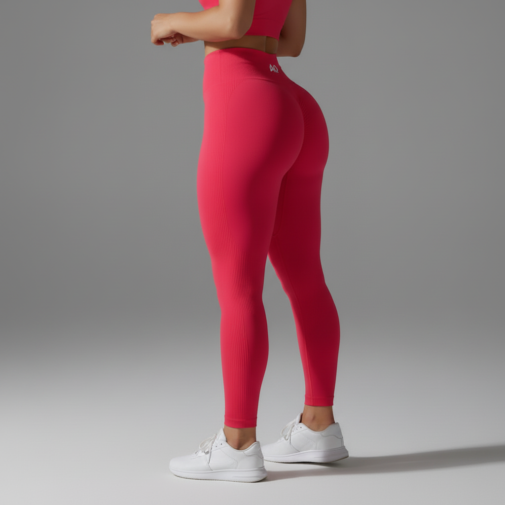 Red Leggings with Sneakers - Side
