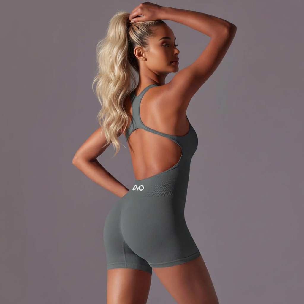 Sage green unitard side view