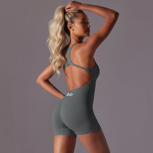 Sage green unitard side view