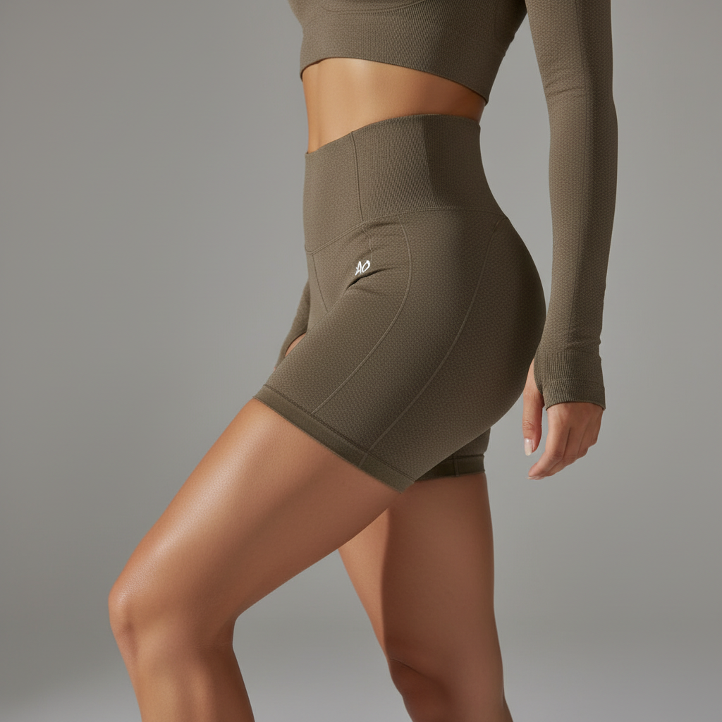 Side profile - Olive khaki bike shorts