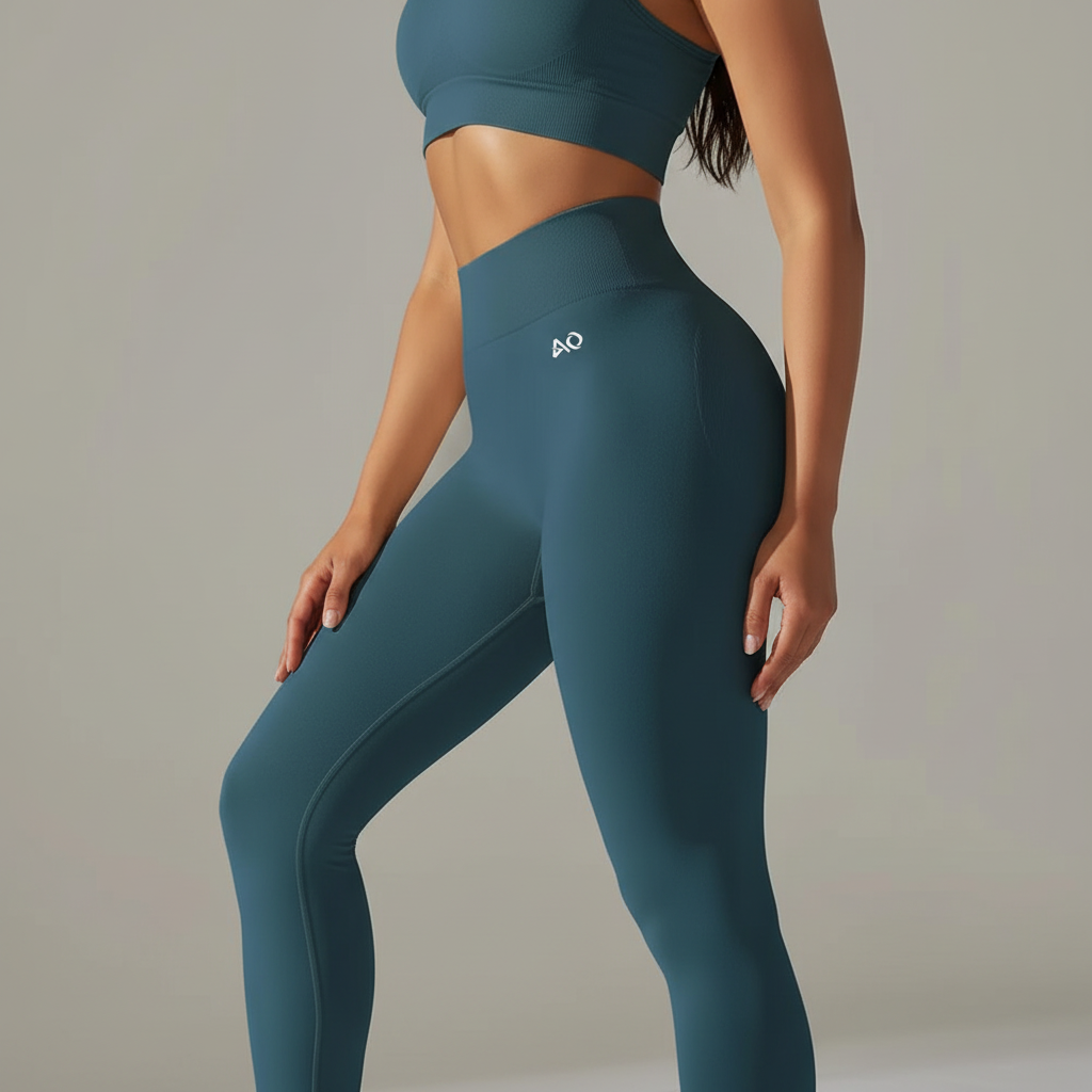 Teal Seamless Leggings - Side