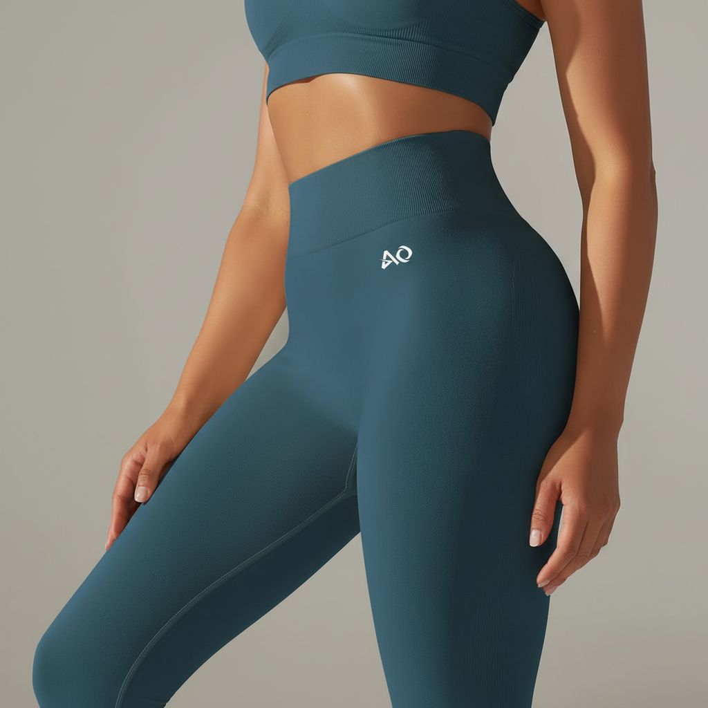Teal Seamless Leggings - Three-Quarter