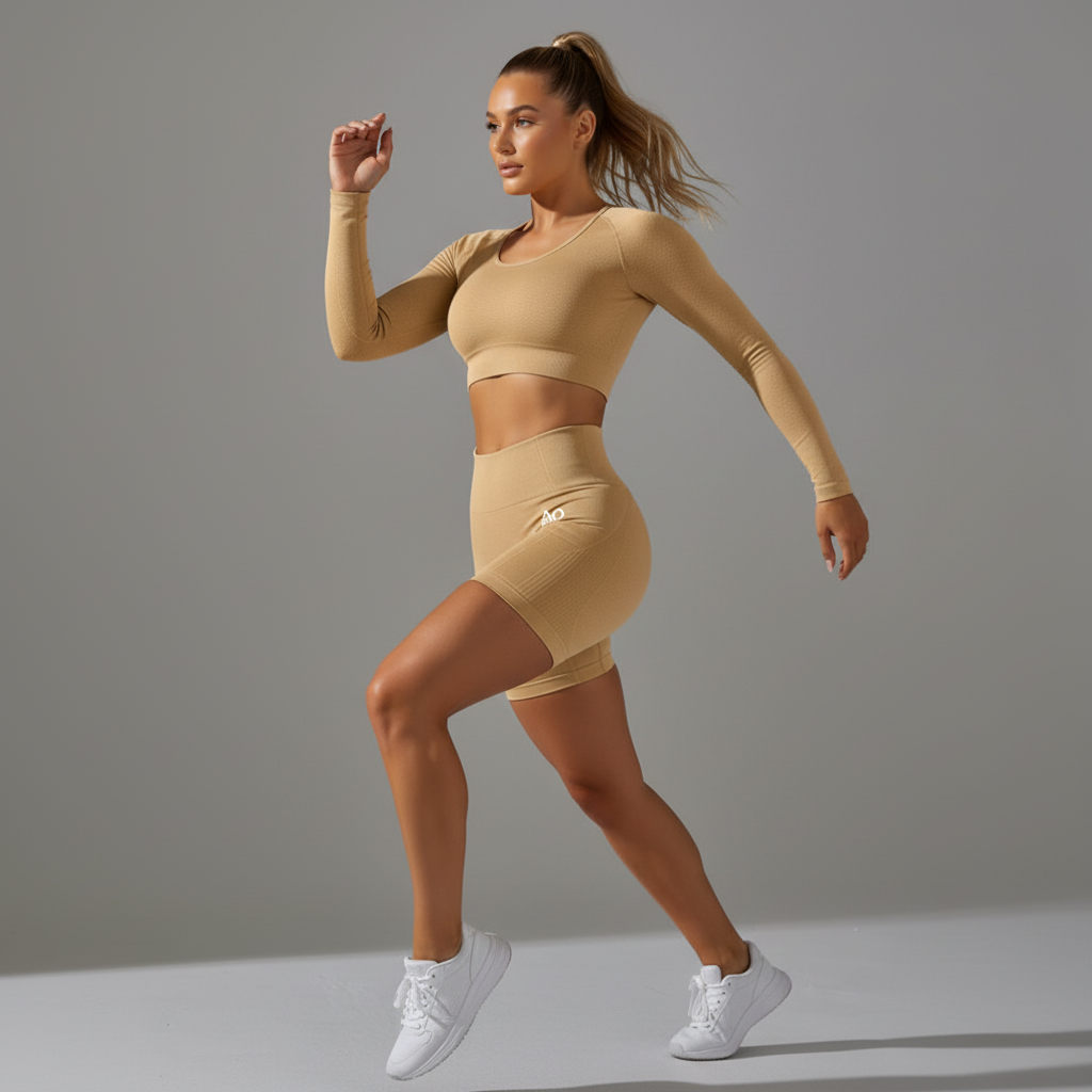 Three-quarter view - Beige tan set