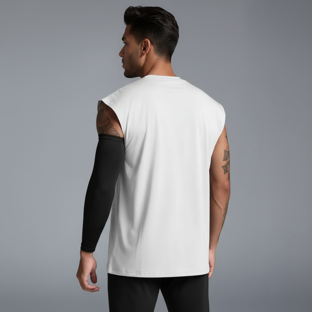 White Oversized Sleeveless Top - Full Body Back