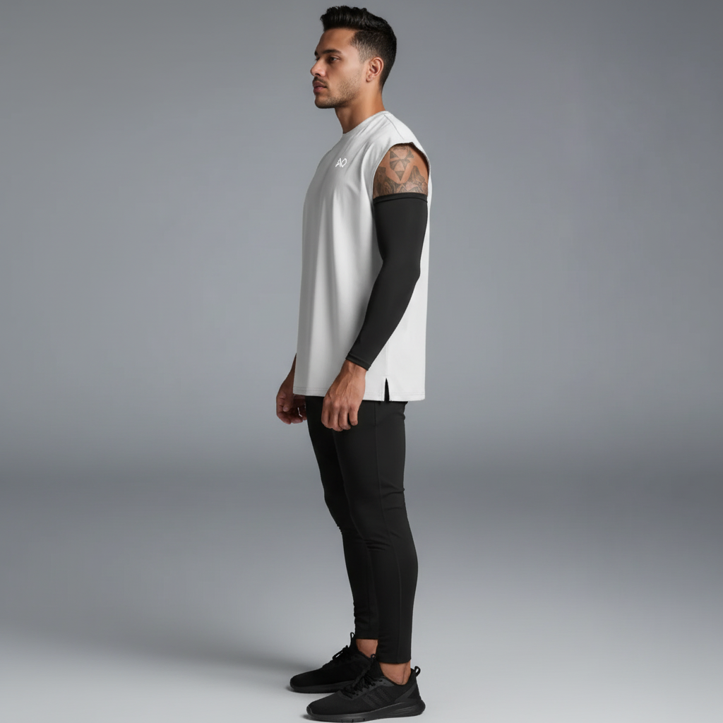 White Oversized Sleeveless Top - Full Body Side