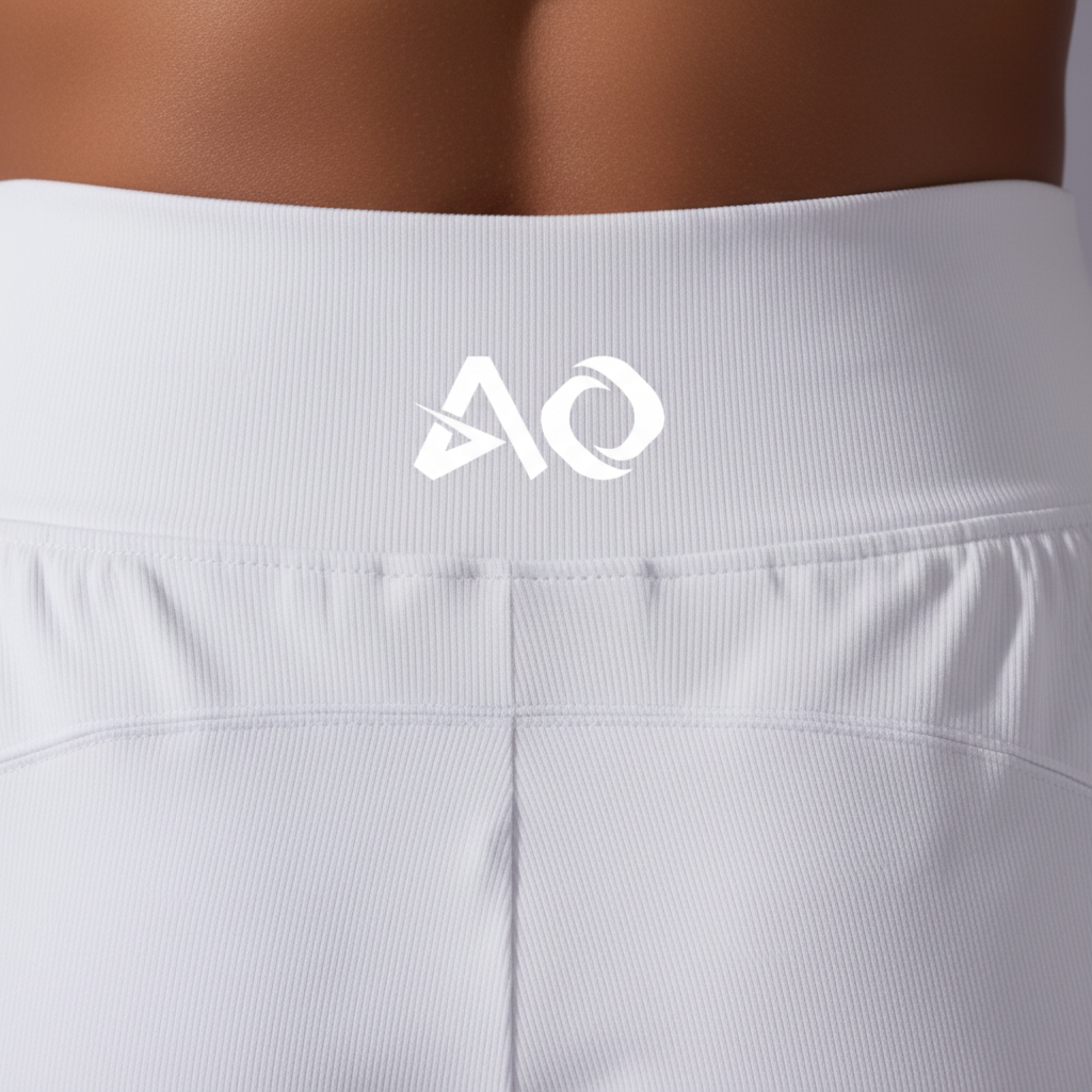 White Ribbed Set - ActiveOne Logo Close-Up