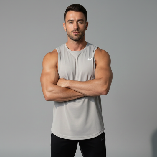 White Sleeveless Tank - Full Body Arms Crossed