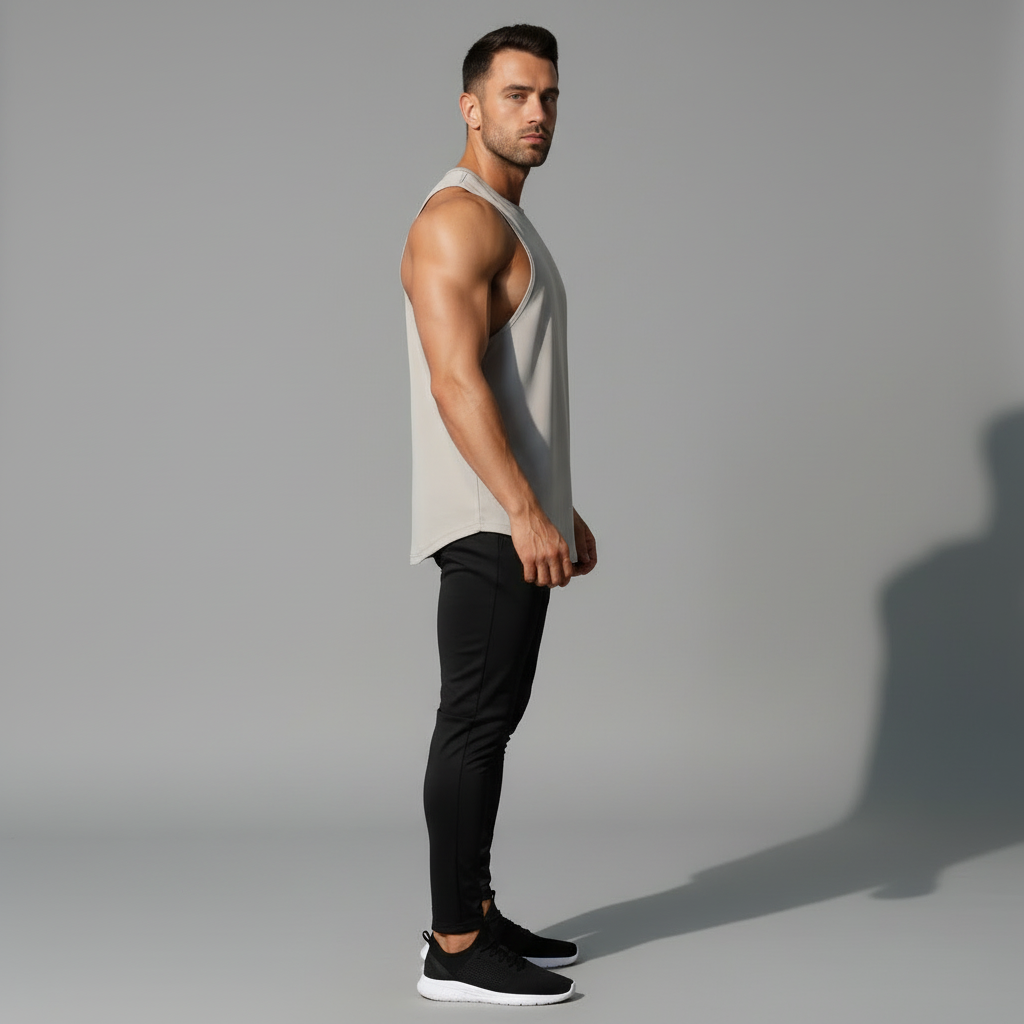 White Sleeveless Tank - Full Body Side