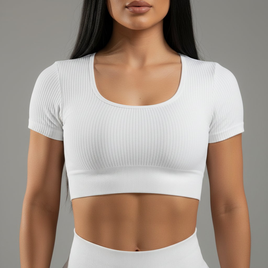 White Top - Front Scoop Neck Detail